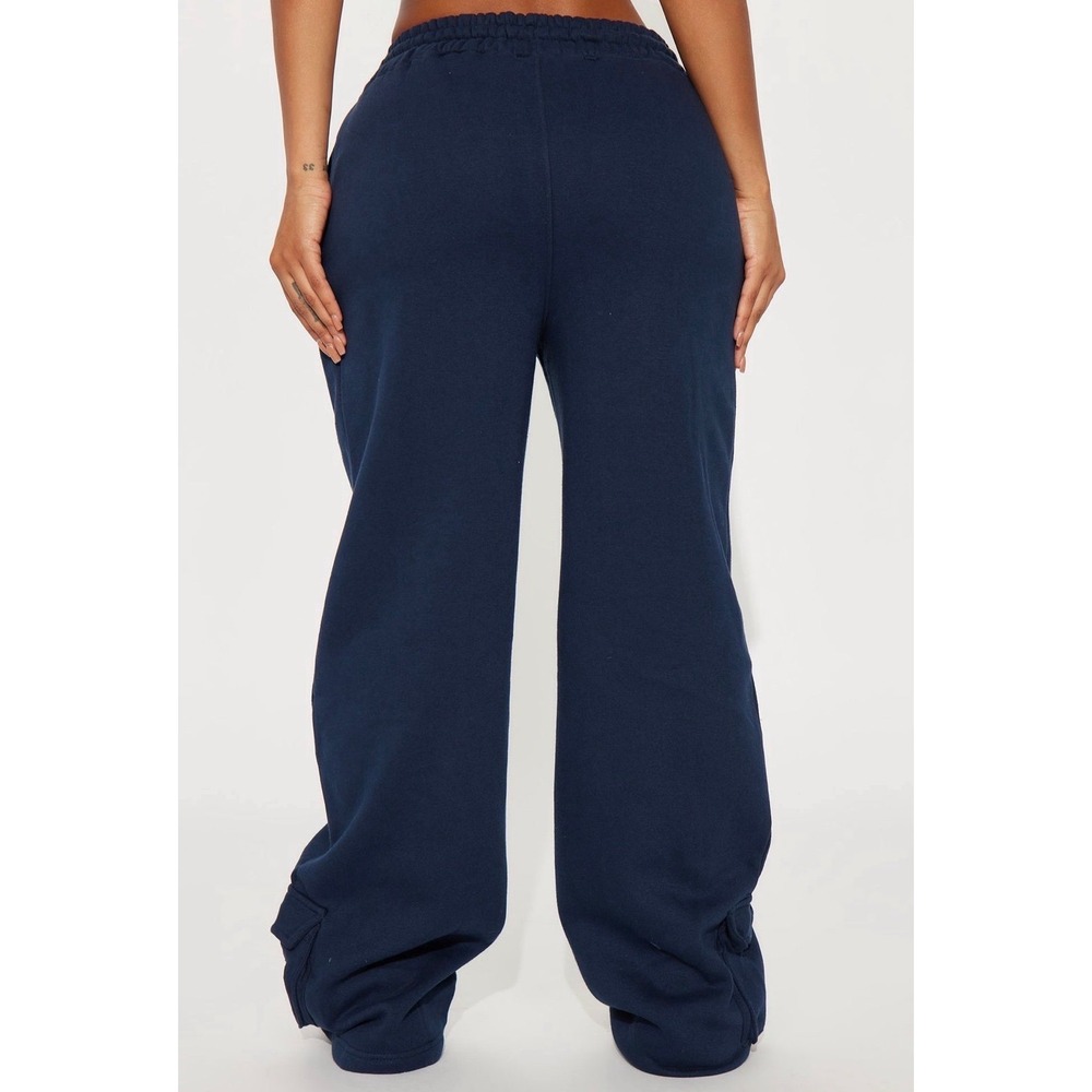 Fashion Nova Navy Blue Cargo Sweatpants Piping Athletic Sweats Womens Medium - Picture 3 of 4